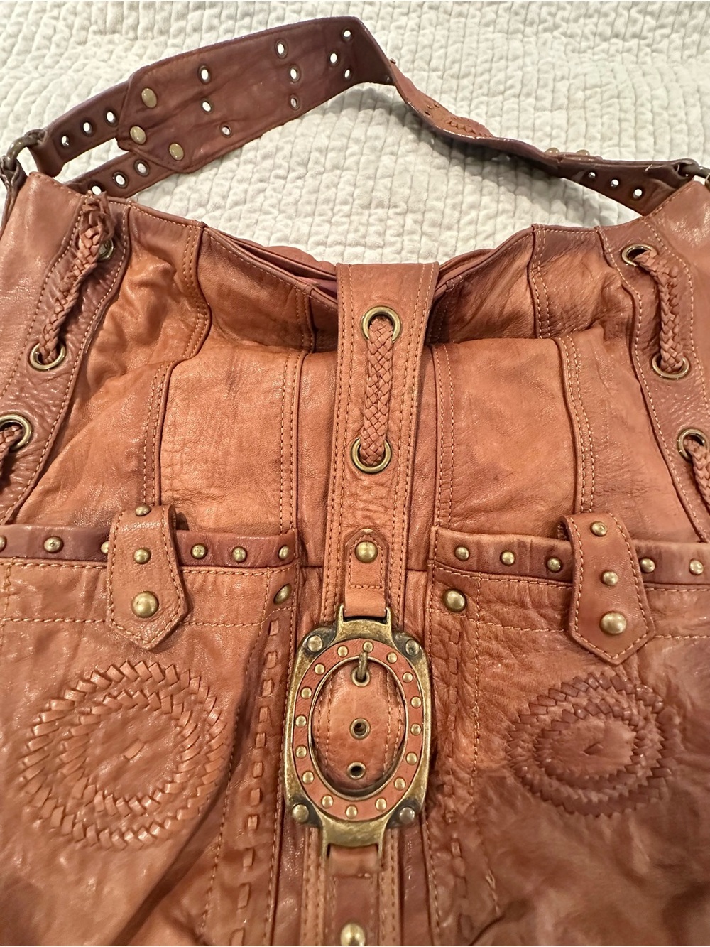 Betsey Johnson Y2K Vintage Authentic Genuine Leather Boho Bag - Picture 2 of 16